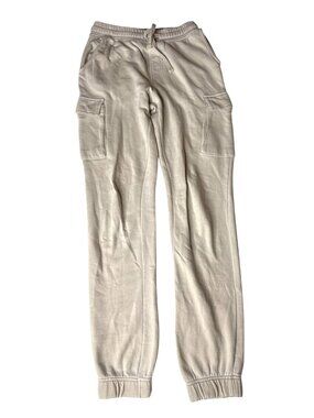 Womens Beige Cargo Joggers With Elastic Waist & Drawstring XS